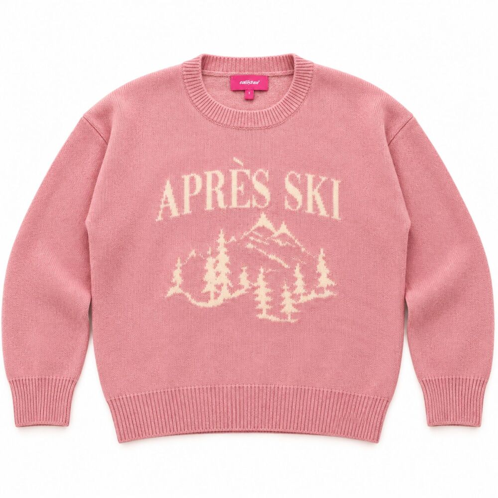 Edikted Oversized Pink Knit Crewneck Sweatshirt Womens